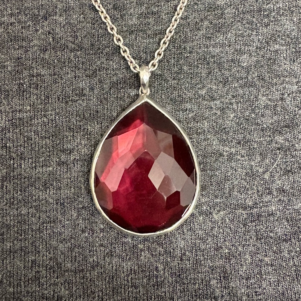 Large Ippolita Cranberry Colored MOP Teardrop Necklace - Picture 8 of 11